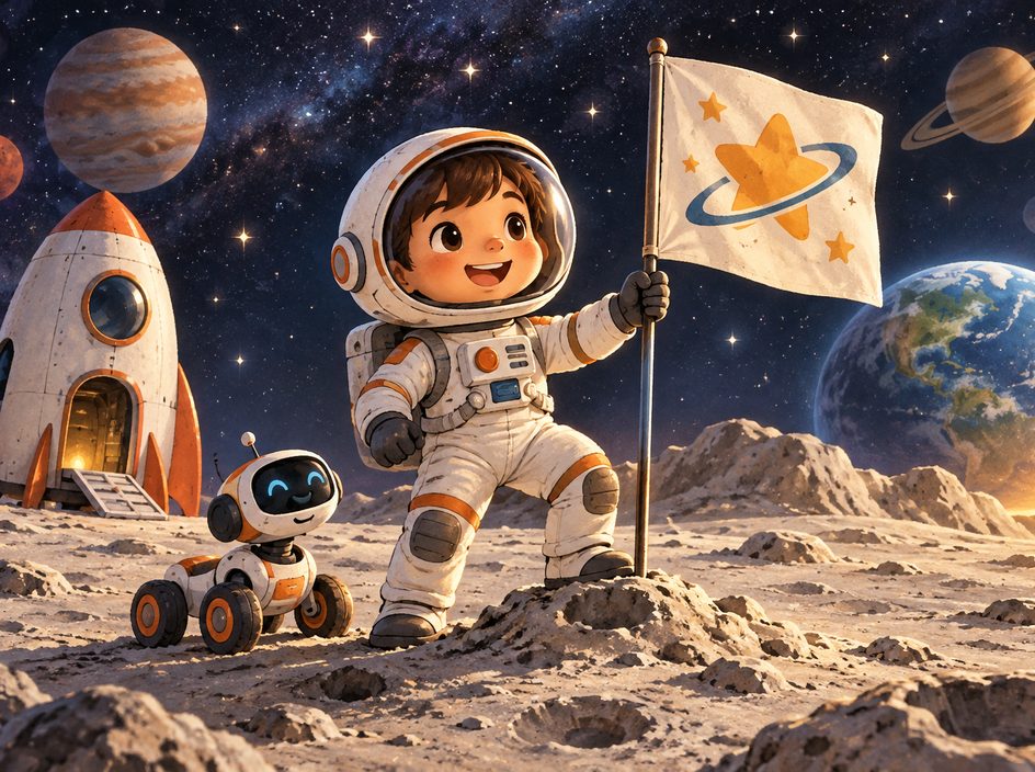 Ilustrație pentru povestea „Micul astronaut”
