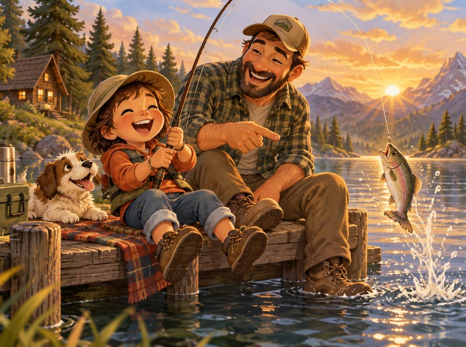 Ilustrație pentru povestea „O zi de aventură cu tata”