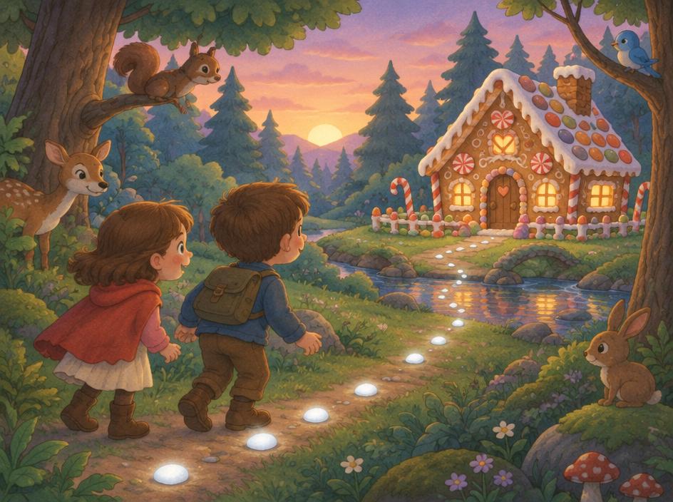 Ilustrație pentru povestea „Hansel și Gretel”