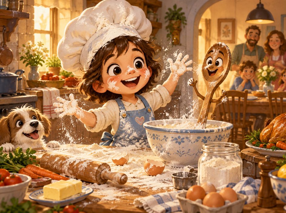 Ilustrație pentru povestea „Micul bucătar-șef”