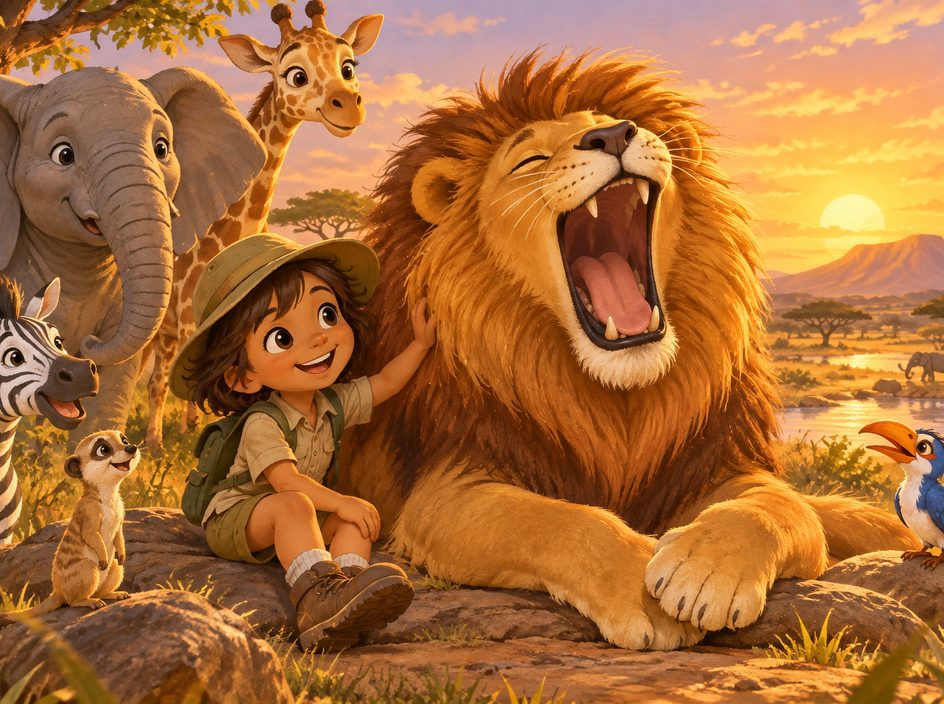 Ilustrație pentru povestea „Safari în Africa”