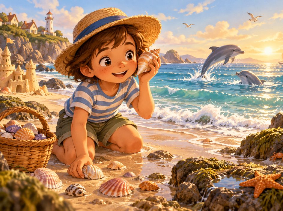 Ilustrație pentru povestea „Vacanța de vară la mare”