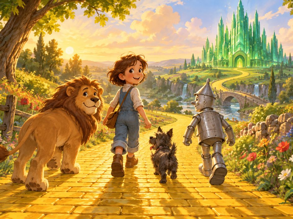 Ilustrație pentru povestea „Vrăjitorul din Oz”